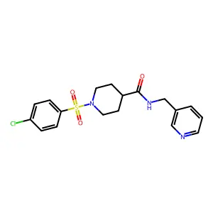 1-(4-chlorophenyl)sulfonyl-N-(pyridin-3-ylmethyl)piperidine-4-carboxamide structure