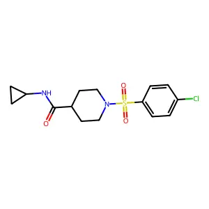 1-(4-chlorophenyl)sulfonyl-N-cyclopropylpiperidine-4-carboxamide structure