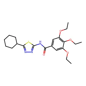 N-(5-cyclohexyl-1,3,4-thiadiazol-2-yl)-3,4,5-triethoxybenzamide structure