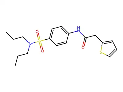 N-[4-(dipropylsulfamoyl)phenyl]-2-thiophen-2-ylacetamide structure