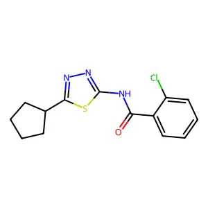 2-chloro-N-(5-cyclopentyl-1,3,4-thiadiazol-2-yl)benzamide structure
