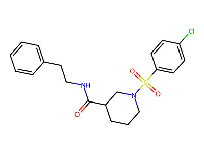1-[(4-chlorophenyl)sulfonyl]-N-(2-phenylethyl)piperidine-3-carboxamide structure