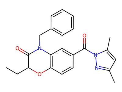 4-Benzyl-6-(3,5-dimethylpyrazole-1-carbonyl)-2-ethyl-1,4-benzoxazin-3-one structure