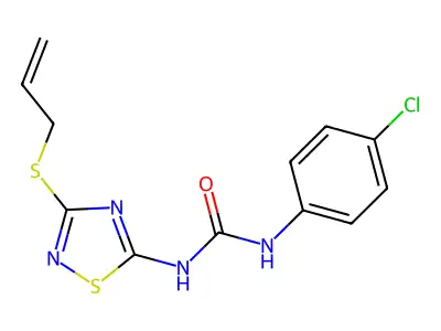 1-(4-Chlorophenyl)-3-(3-prop-2-enylsulfanyl-1,2,4-thiadiazol-5-yl)urea structure