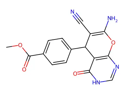 methyl 4-(7-amino-6-cyano-4-hydroxy-5H-pyrano[2,3-d]pyrimidin-5-yl)benzoate structure