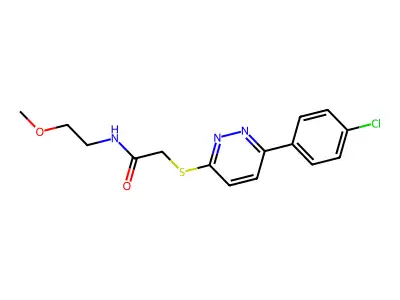 2-[[6-(4-Chlorophenyl)-3-pyridazinyl]thio]-N-(2-methoxyethyl)acetamide structure
