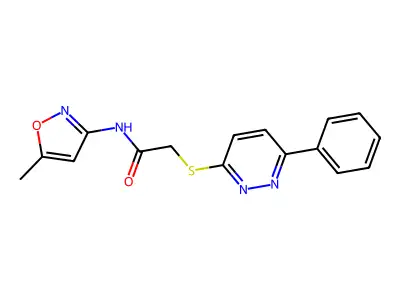 N-(5-Methyl-isoxazol-3-yl)-2-(6-phenyl-pyridazin-3-ylsulfanyl)-acetamide structure