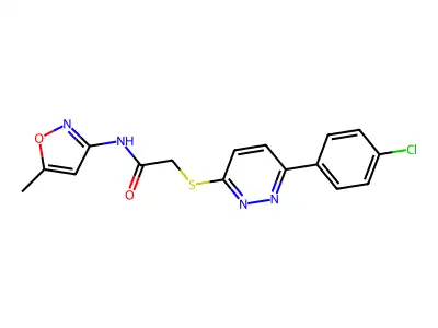 2-((6-(4-chlorophenyl)pyridazin-3-yl)thio)-N-(5-methylisoxazol-3-yl)acetamide structure
