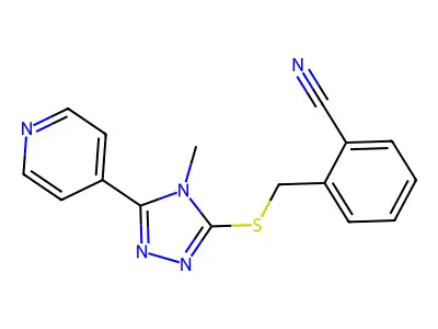 2-[(4-Methyl-5-pyridin-4-yl-1,2,4-triazol-3-yl)sulfanylmethyl]benzonitrile structure
