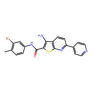 3-amino-N-(3-bromo-4-methylphenyl)-6-(pyridin-4-yl)thieno[2,3-b]pyridine-2-carboxamide structure