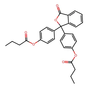 Butanoic acid, 1,1'-((3-oxo-1(3H)-isobenzofuranylidene)di-4,1-phenylene) ester structure