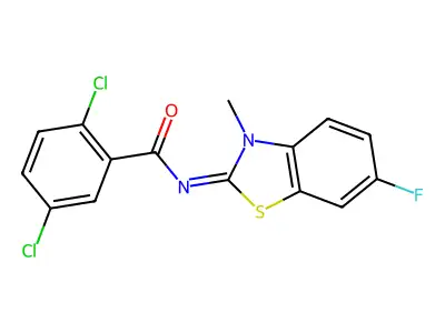 2,5-Dichloro-N-(6-fluoro-3-methyl-1,3-benzothiazol-2(3H)-ylidene)benzamide structure