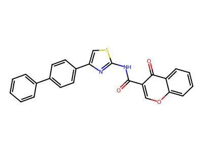 4-oxo-N-[4-(4-phenylphenyl)-1,3-thiazol-2-yl]chromene-3-carboxamide structure