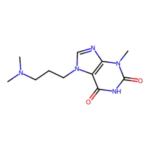 7-[3-(dimethylamino)propyl]-3-methyl-3,7-dihydro-1H-purine-2,6-dione structure