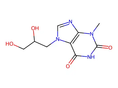 7-(2,3-dihydroxypropyl)-3-methyl-3,7-dihydro-1H-purine-2,6-dione structure