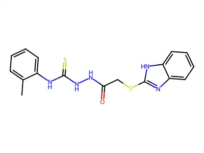 1-[[2-(1H-benzimidazol-2-ylsulfanyl)acetyl]amino]-3-(2-methylphenyl)thiourea structure