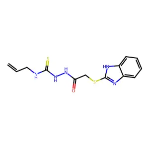 2-(1H-1,3-benzodiazol-2-ylsulfanyl)-N-{[(prop-2-en-1-yl)carbamothioyl]amino}acetamide structure