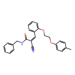 (E)-N-benzyl-2-cyano-3-[2-[2-(4-methylphenoxy)ethoxy]phenyl]prop-2-enamide structure