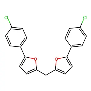 2-(4-Chlorophenyl)-5-[[5-(4-chlorophenyl)furan-2-yl]methyl]furan structure