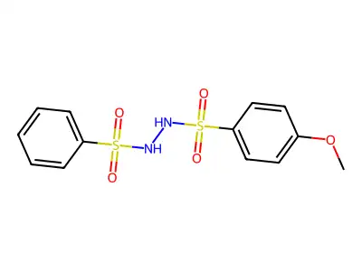 Benzenesulfonic acid, 4-methoxy-2-(phenylsulfonyl)-, hydrazide structure