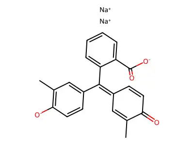 1(3h)-isobenzofuranone, 3,3-bis(4-hydroxy-3-methylphenyl)-, disodium salt structure