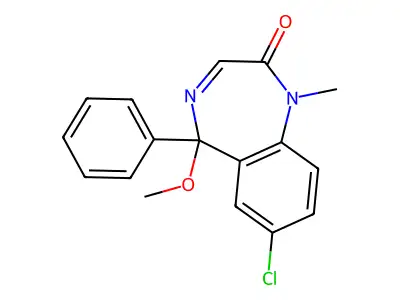 2H-1,4-Benzodiazepin-2-one, 1,5-dihydro-7-chloro-5-methoxy-1-methyl-5-phenyl- structure