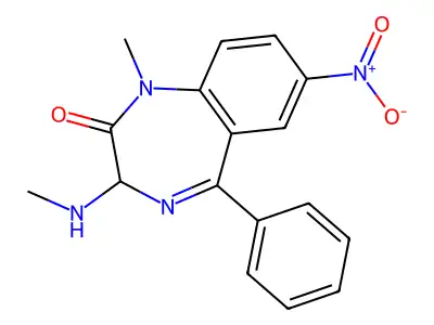 1-Methyl-3-(methylamino)-7-nitro-5-phenyl-1,3-dihydro-2H-1,4-benzodiazepin-2-one structure