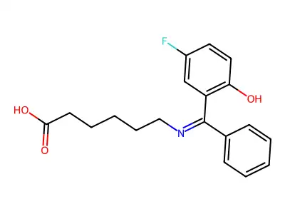 6-{[(3-FLUORO-6-OXOCYCLOHEXA-2,4-DIEN-1-YLIDENE)(PHENYL)METHYL]AMINO}HEXANOIC ACID structure