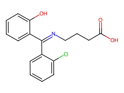 4-{[(2-Chlorophenyl)(6-oxocyclohexa-2,4-dien-1-ylidene)methyl]amino}butanoic acid structure