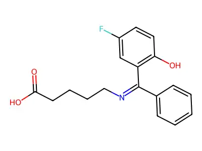 5-{[(3-FLUORO-6-OXOCYCLOHEXA-2,4-DIEN-1-YLIDENE)(PHENYL)METHYL]AMINO}PENTANOIC ACID structure