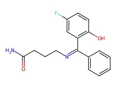 4-(((5-Fluoro-2-hydroxyphenyl)phenylmethylene)amino)butanamide structure