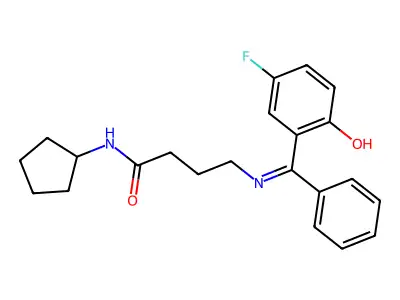 N-Cyclopentyl-4-(((5-fluoro-2-hydroxyphenyl)phenylmethylene)amino)butanamide structure