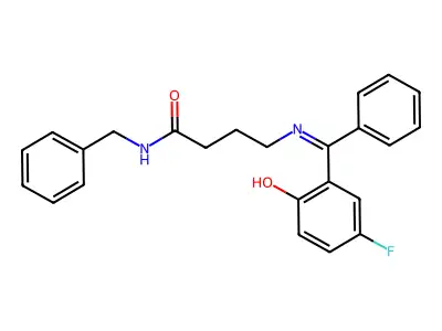 4-(((5-Fluoro-2-hydroxyphenyl)phenylmethylene)amino)-N-(phenylmethyl)butanamide structure