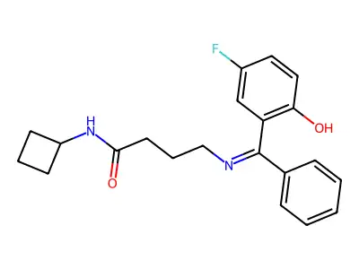 N-Cyclobutyl-4-(((5-fluoro-2-hydroxyphenyl)phenylmethylene)amino)butanamide structure