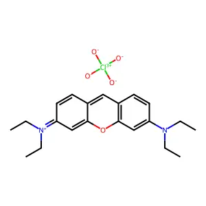 Xanthylium, 3,6-bis(diethylamino)-, perchlorate (1:1) structure