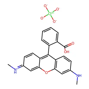 Xanthylium, 9-(2-carboxyphenyl)-3,6-bis(methylamino)-, perchlorate structure
