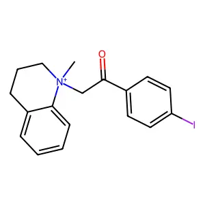 1-(4-iodophenyl)-2-(1-methyl-3,4-dihydro-2H-quinolin-1-ium-1-yl)ethanone structure