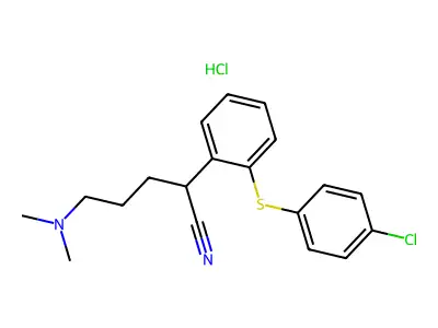 2-((4-Chlorophenyl)thio)-alpha-(3-(dimethylamino)propyl)benzeneacetonitrile hydrochloride structure
