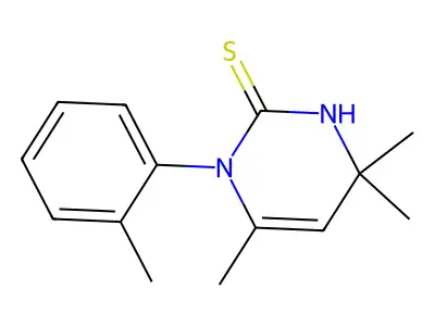 3,4-Dihydro-4,4,6-trimethyl-1-(2-methylphenyl)-2(1H)-pyrimidinethione structure