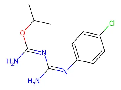 propan-2-yl N'-[N'-(4-chlorophenyl)carbamimidoyl]carbamimidate structure