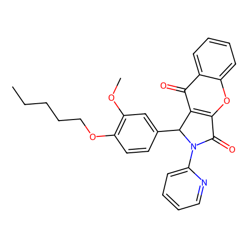 1-[3-methoxy-4-(pentyloxy)phenyl]-2-(pyridin-2-yl)-1,2-dihydrochromeno[2,3-c]pyrrole-3,9-dione structure