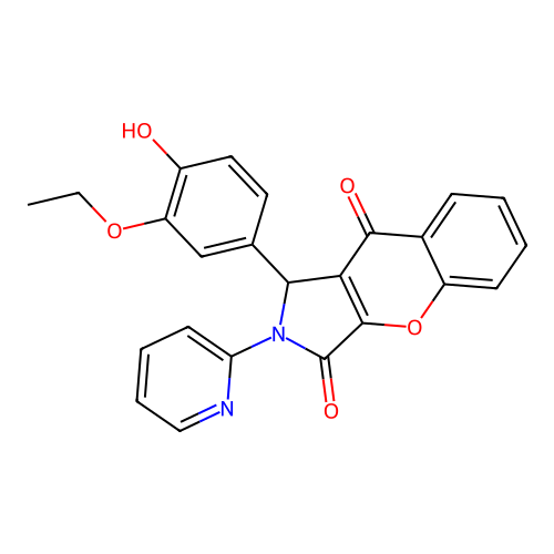 1-(3-ethoxy-4-hydroxyphenyl)-2-pyridin-2-yl-1,2-dihydrochromeno[2,3-c]pyrrole-3,9-dione structure