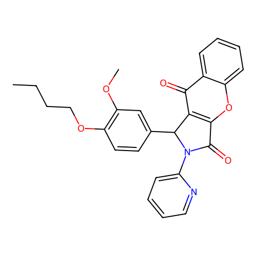 1-(4-butoxy-3-methoxyphenyl)-2-pyridin-2-yl-1,2-dihydrochromeno[2,3-c]pyrrole-3,9-dione structure