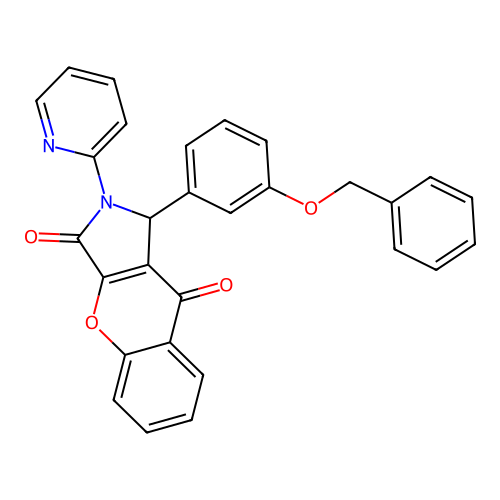 1-(3-phenylmethoxyphenyl)-2-pyridin-2-yl-1H-chromeno[2,3-c]pyrrole-3,9-dione structure