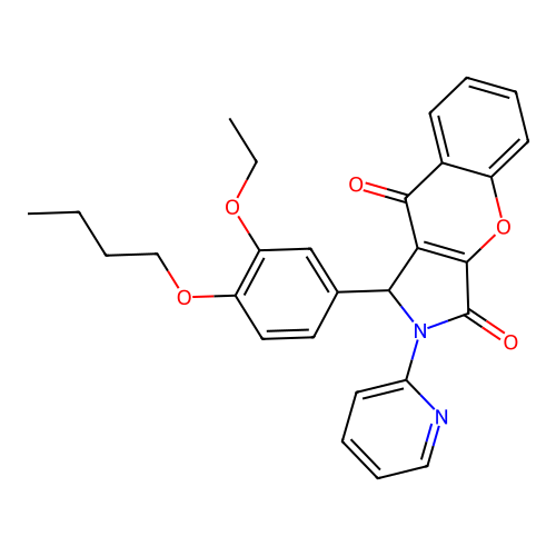 1-(4-butoxy-3-ethoxyphenyl)-2-(pyridin-2-yl)-1,2-dihydrochromeno[2,3-c]pyrrole-3,9-dione structure