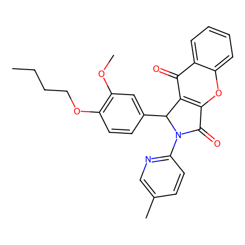 1-(4-butoxy-3-methoxyphenyl)-2-(5-methylpyridin-2-yl)-1,2-dihydrochromeno[2,3-c]pyrrole-3,9-dione structure