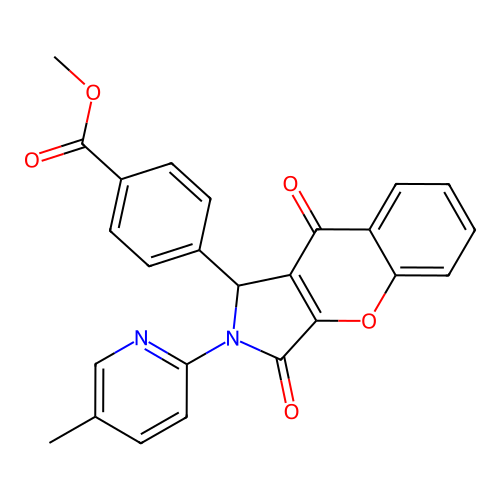 methyl 4-[2-(5-methylpyridin-2-yl)-3,9-dioxo-1,2,3,9-tetrahydrochromeno[2,3-c]pyrrol-1-yl]benzoate structure