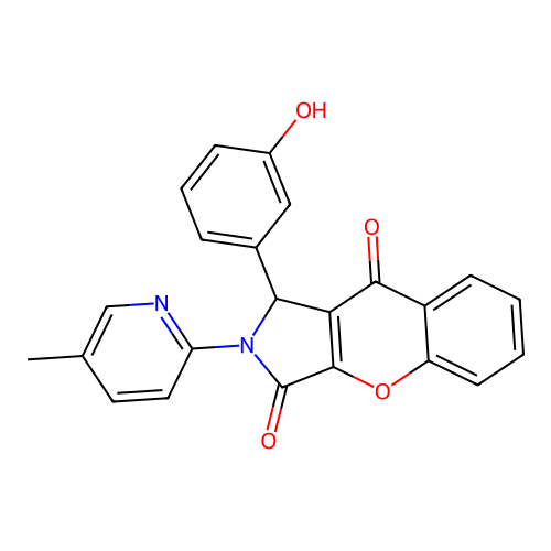 1-(3-hydroxyphenyl)-2-(5-methylpyridin-2-yl)-1,2-dihydrochromeno[2,3-c]pyrrole-3,9-dione structure