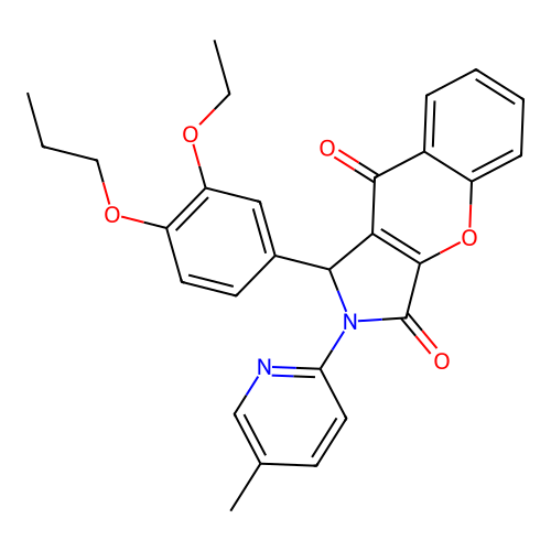 1-(3-ethoxy-4-propoxyphenyl)-2-(5-methylpyridin-2-yl)-1,2-dihydrochromeno[2,3-c]pyrrole-3,9-dione structure