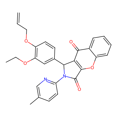 1-(3-ethoxy-4-prop-2-enoxyphenyl)-2-(5-methylpyridin-2-yl)-1H-chromeno[2,3-c]pyrrole-3,9-dione structure